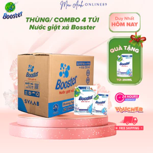 Thùng/ Combo 4 Nước giặt xả Bosster hương ngàn hoa túi 3.5kg TẶNG kèm 4 túi mini 250ml , chính hãng