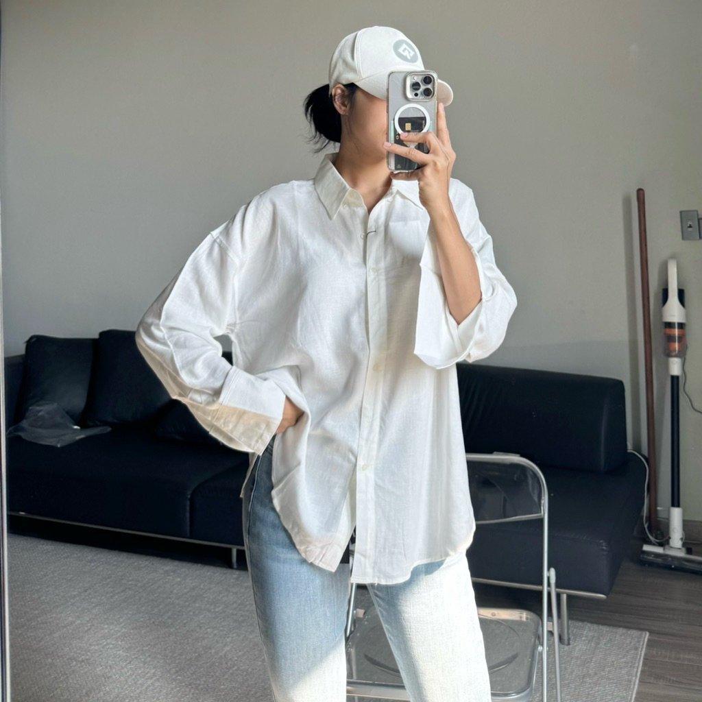 [MIDDUA] SM039 - Áo sơ mi nữ form rộng oversize chất linen cao cấp