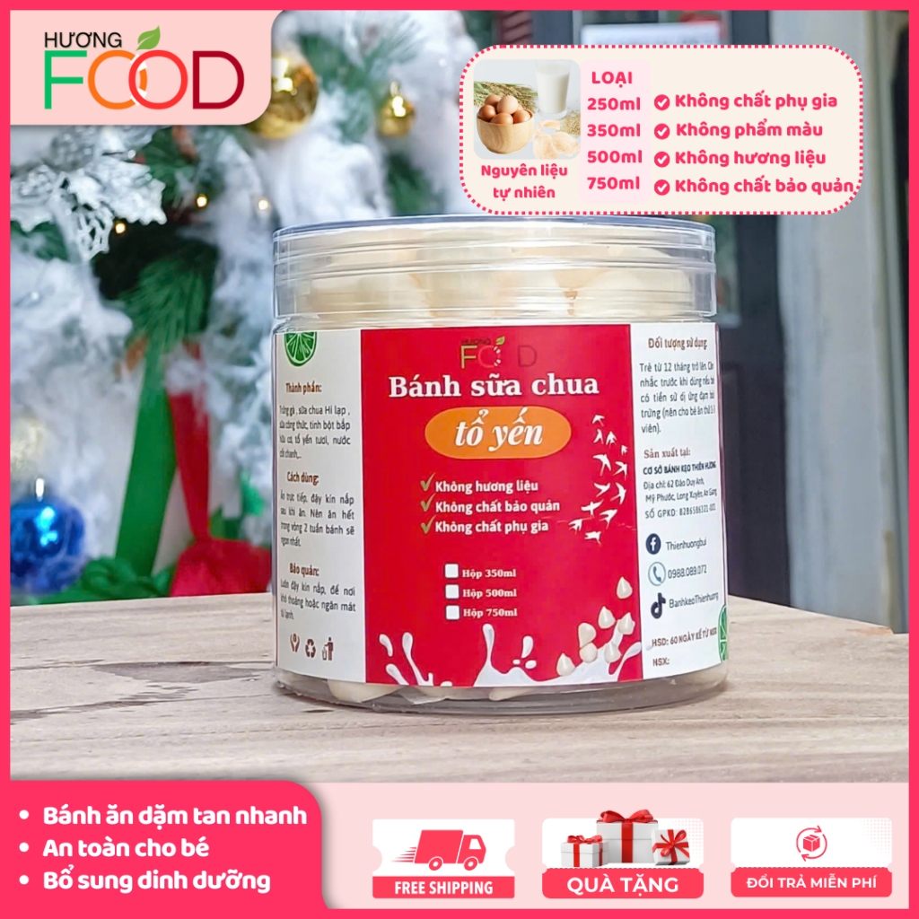 Bánh ăn dặm sữa chua tổ yến, bổ sung dinh dưỡng cho bé 12M+ không chất bảo quản | HƯƠNG FOOD