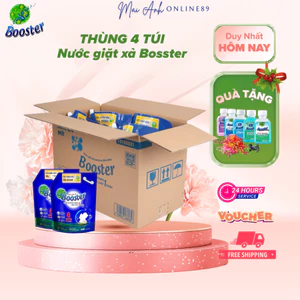 Thùng 4 túi Nước giặt xả Booster hương hoa thiên nhiên - Hàng chính hãng