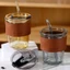 CỐC THỦY TINH BAO DA NÂU CAO CẤP - Ly Bọc Da Uống Nước Có Nắp Ống Hút,Ly Cafe Pha Sữa Thủy Tinh Chống Nóng