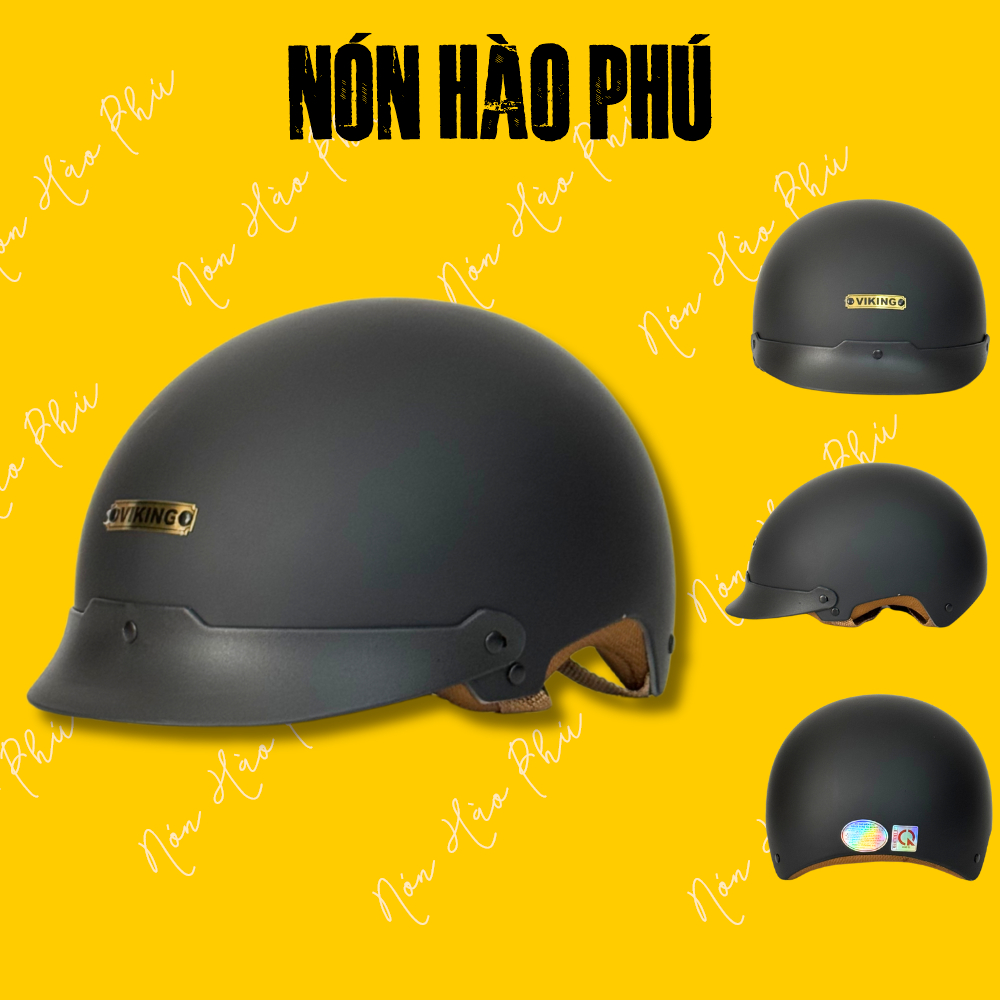 Mũ bảo hiểm CHÍNH HÃNG VIKING04 TRÒN CIRCLE nam nữ, nón bảo hiểm gáo ABS đạt chuẩn nửa đầu, lót nâu cao cấp