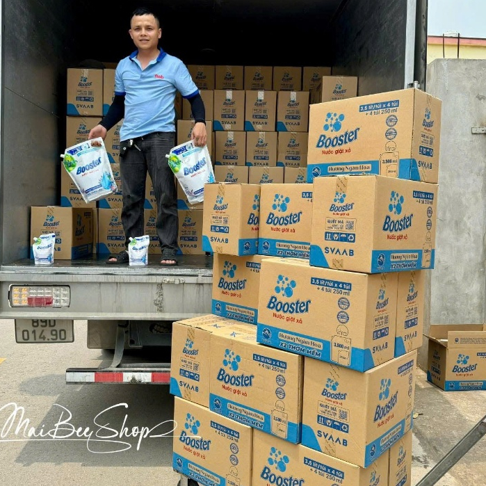Thùng 4 Túi Nước giặt xả BOOSTER đậm đặc, Combo 4 túi mix màu FREESHIP