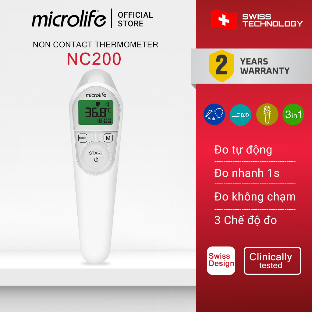 Nhiệt Kế Hồng Ngoại Đo Trán Microlife NC200 Chính Hãng - Đo Nhanh Chính ...