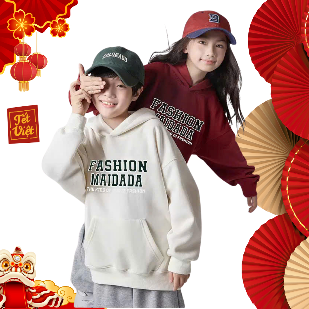 Áo Hoddie Thu Đông Cho Bé Trai, Bé Gái chất liệu Cotton nỉ bông Mềm Ấm B755 | JJ Kids Fashion