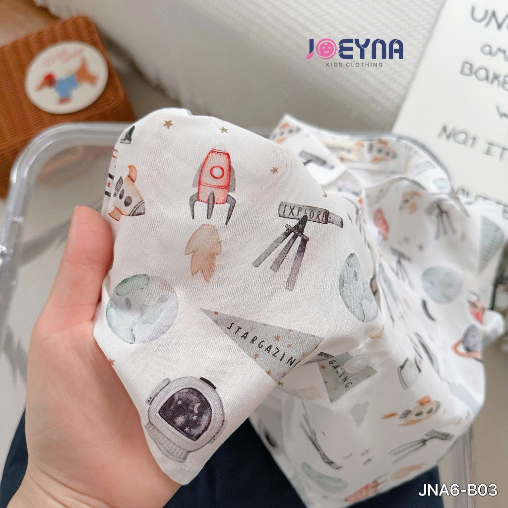 Set bộ sơ mi cộc Joeyna B03 họa tiết tên lửa siêu xinh cho bé