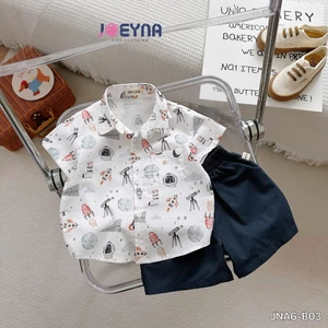 Set bộ sơ mi cộc Joeyna B03 họa tiết tên lửa siêu xinh cho bé