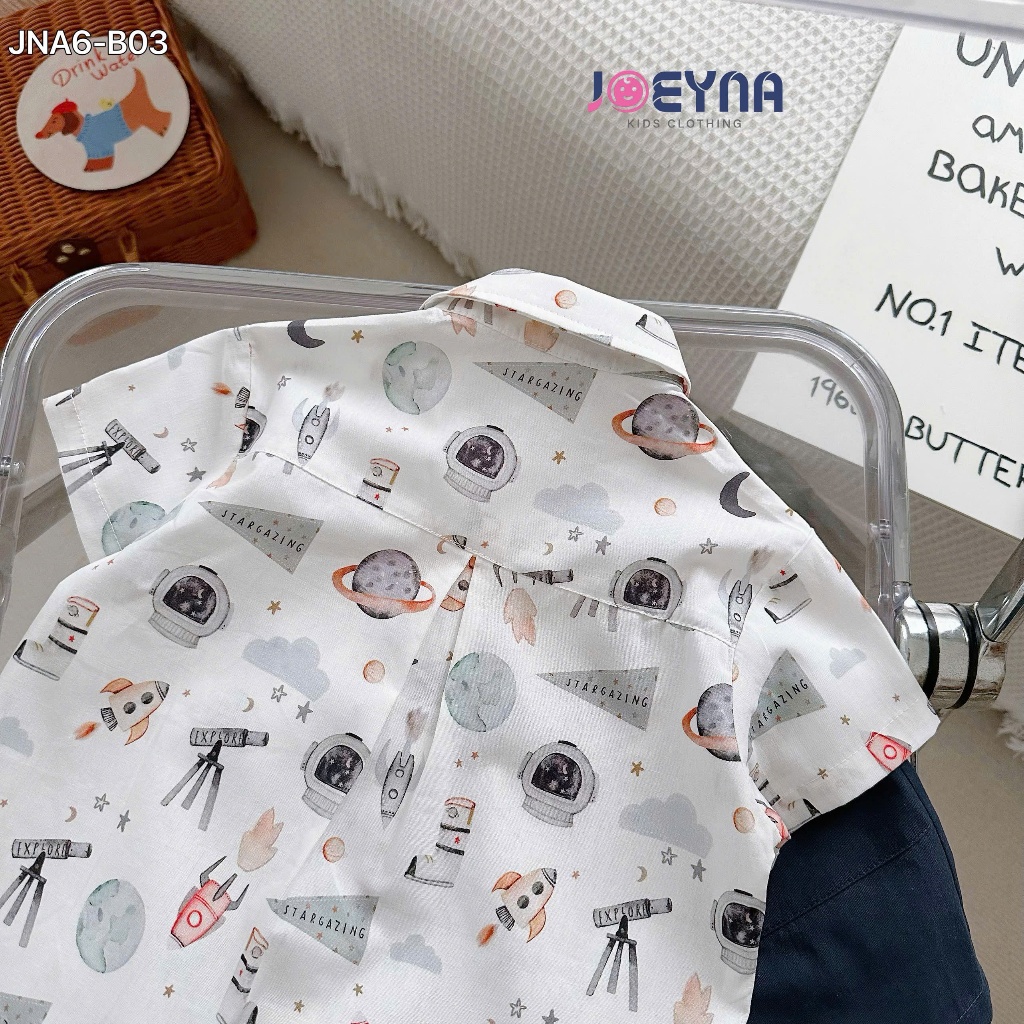 Set bộ sơ mi cộc Joeyna B03 họa tiết tên lửa siêu xinh cho bé
