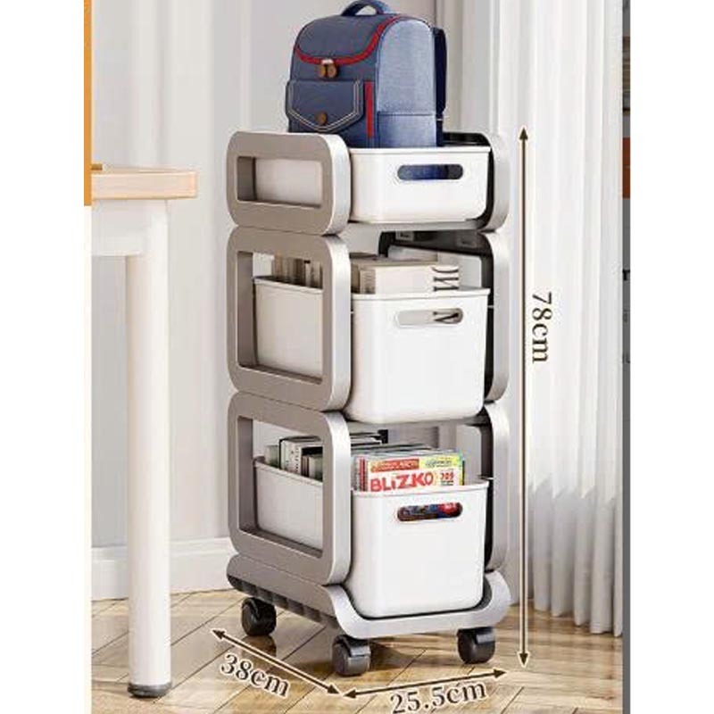 Giá đẩy để sách 4 tầng, Xe đẩy bỉm sữa, cặp xách, đồ dùng học tập, kệ nhà bếp