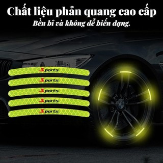 Tem Phản Quang Dán Mâm Xe Ô Tô Xe Máy SPORT – Bộ 20 Miếng Decal Phản Quang Bánh Xe An Toàn Ban Đêm