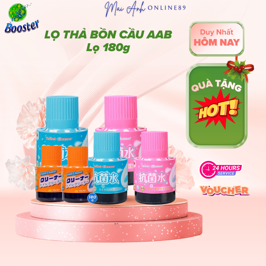 Cốc thả bồn cầu AAB nhật bản, đánh bay vi khuẩn, chống mốc,ố vàng - lọ 180 ml - HÀNG CHÍNH HÃNG