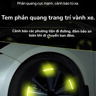 Tem Phản Quang Dán Mâm Xe Ô Tô Xe Máy SPORT – Bộ 20 Miếng Decal Phản Quang Bánh Xe An Toàn Ban Đêm