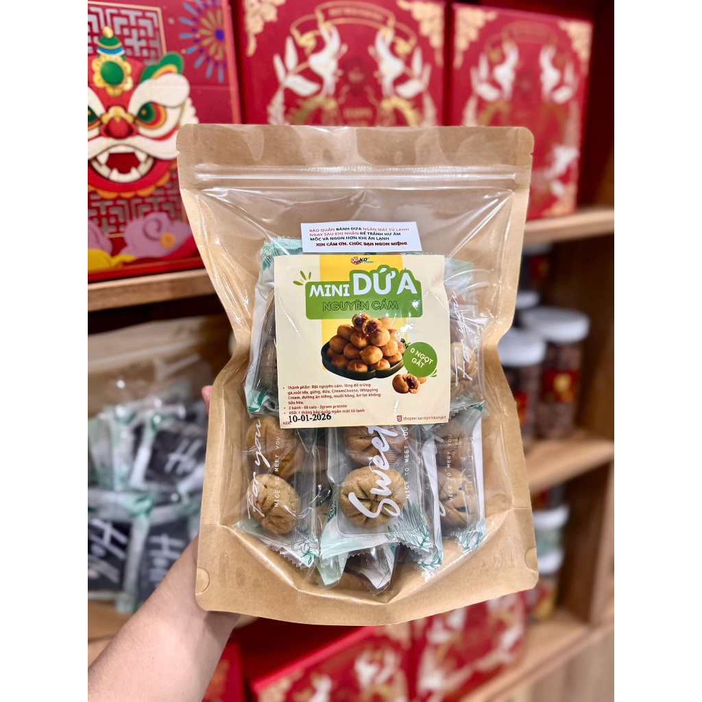 Bánh dứa mini bột nguyên cám KHÔNG NGỌT GẮT KD Healthy Food nhân dứa, xoài 500g/ túi 24 cái