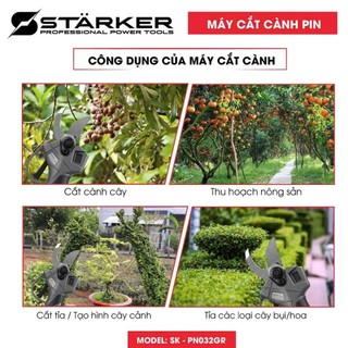 Máy cắt tỉa cành dùng pin Starker, kéo cắt cây động cơ không chổi than siêu khỏe cho nghề làm vườn cây cảnh
