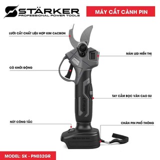 Máy cắt tỉa cành dùng pin Starker, kéo cắt cây động cơ không chổi than siêu khỏe cho nghề làm vườn cây cảnh