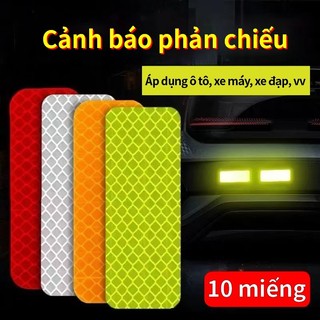 Miếng Dán Phản Quang Xe Điện Xe Máy – Set 10 Miếng 3x8cm Decal Phản Quang An Toàn Ban Đêm Đỏ / Vàng