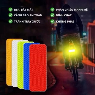 Miếng Dán Phản Quang Xe Điện Xe Máy – Set 10 Miếng 3x8cm Decal Phản Quang An Toàn Ban Đêm Đỏ / Vàng