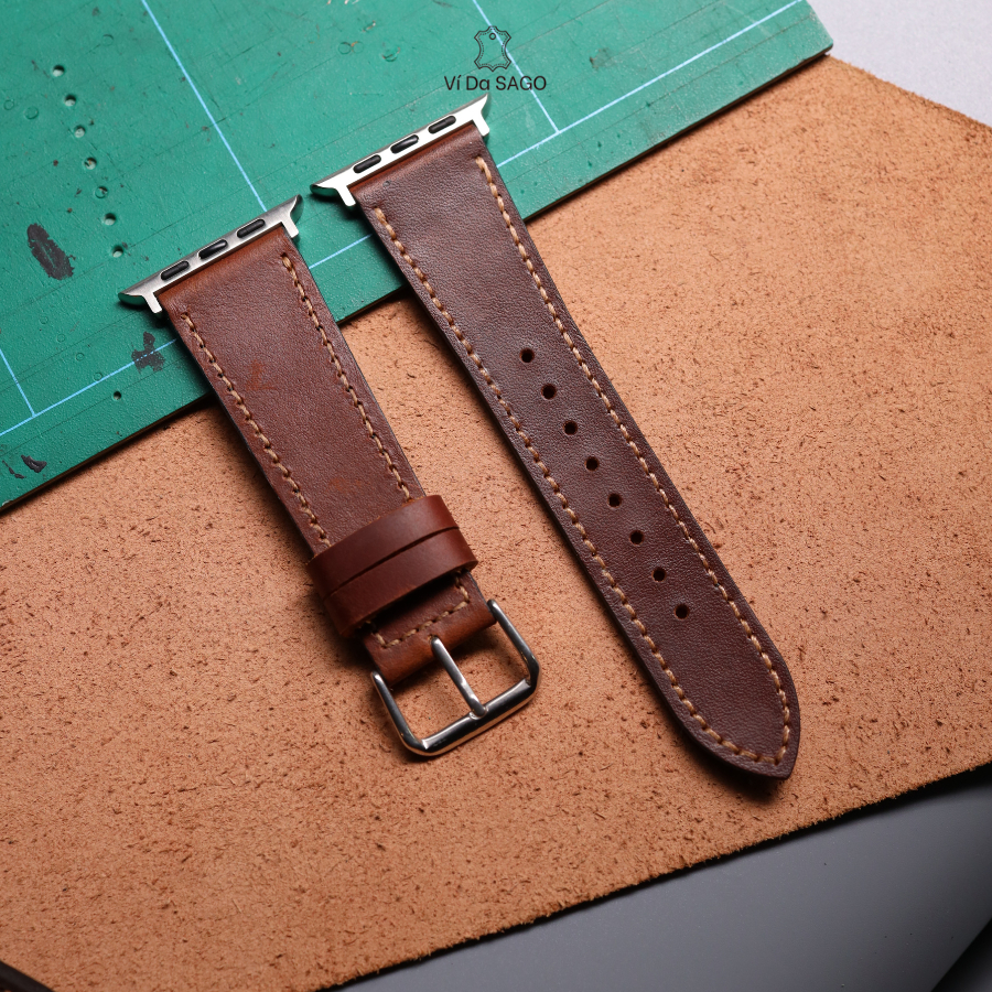 Dây đeo da bò thật cho Apple Watch 38mm-49mm, tương thích IWatch 1-11, SE3, chống mồ hôi, kháng nước nhẹ