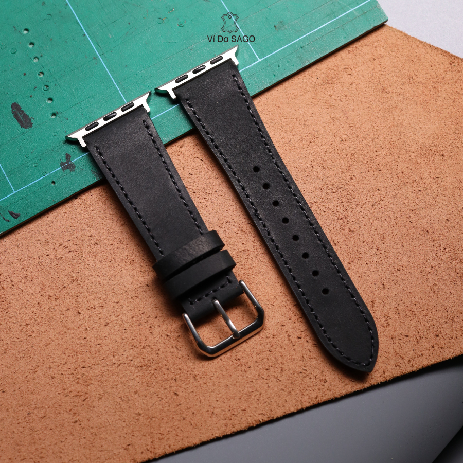 Dây đeo da bò thật cho Apple Watch 38mm-49mm, tương thích IWatch 1-11, SE3, chống mồ hôi, kháng nước nhẹ