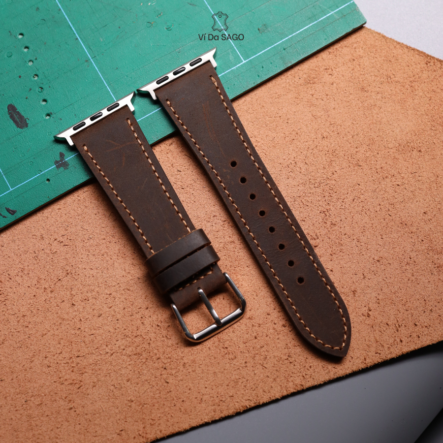 Dây đeo da bò thật cho Apple Watch 38mm-49mm, tương thích IWatch 1-11, SE3, chống mồ hôi, kháng nước nhẹ