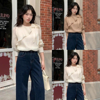 Áo Sơ Mi Tơ Óng Dài Tay Cổ Thắt Nơ Lệch Thanh Lịch 247store Asymmetric Tie Blouse Nữ Cao Cấp A.sominolech536
