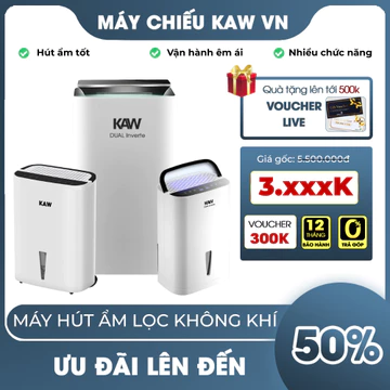 Máy Hút Ẩm Lọc Không Khí KAW, Máy Vận Hành Êm Ái, Dùng Hút Ẩm Lọc Không Khí Văn Phòng Nhà Cửa BH 12T