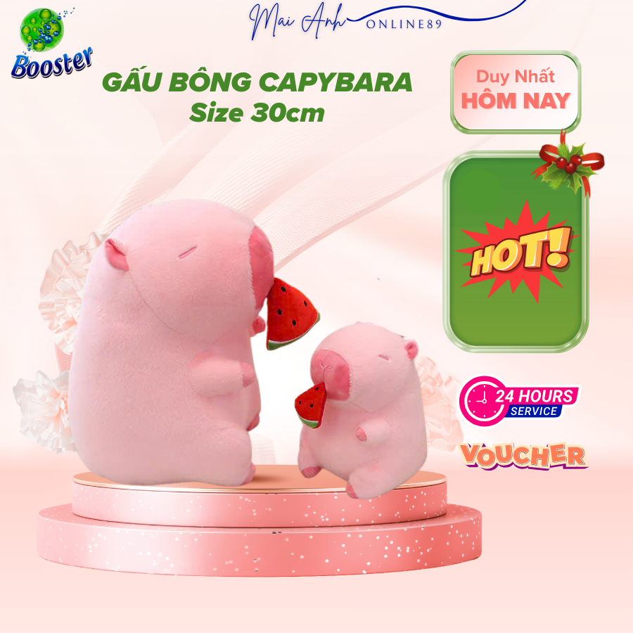 Gấu bông Capybara, Chuột lang nước kt 30cm mũi liền Hàng cao cấp