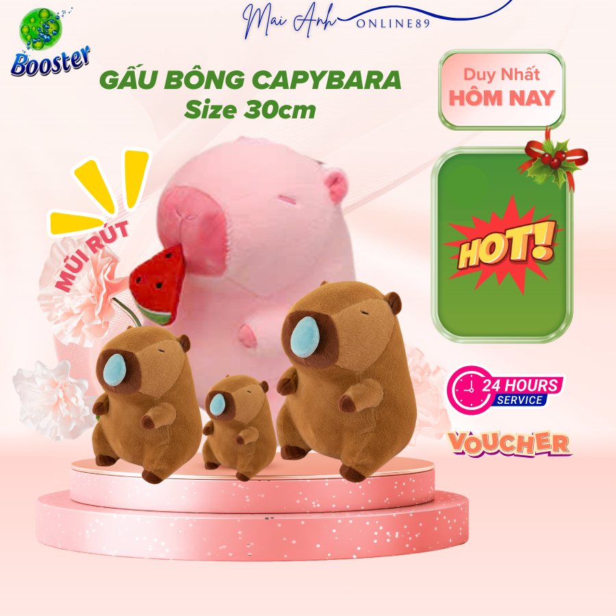 Gấu bông Capybara mũi rút, chuột lang nước kt 30cm.,45cm - Hàng cao cấp