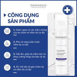 [HÀNG CÔNG TY] Kem dưỡng giảm ngứa da khô, chàm Dermedic Cicatopy Ultra Calming Skin Repair Cream