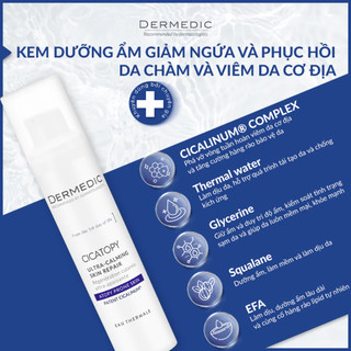 [HÀNG CÔNG TY] Kem dưỡng giảm ngứa da khô, chàm Dermedic Cicatopy Ultra Calming Skin Repair Cream