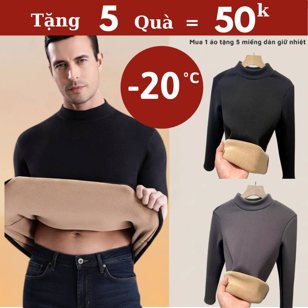 {TẶNG 5 QUÀ} H331 Áo giữ nhiệt nam lót lông cổ cao, áo thun giữ nhiệt nam nữ,áo giữ nhiệt nữ lót lông dày ấm cho đại hàn
