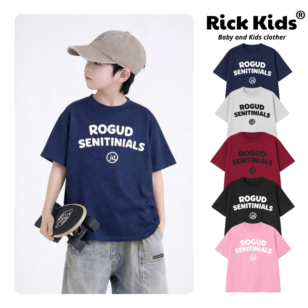 Áo Thun Cộc Tay Cho Bé In Chữ ROGUD Form Rộng Chất Liệu Cotton Cao Cấp - Rickkids