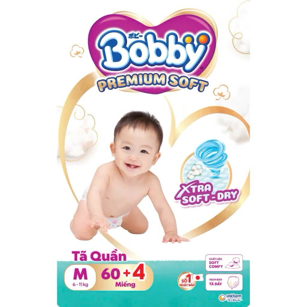 Tã quần Bobby Premium M64, L60, XL56, XXL52 | Shopee Việt Nam
