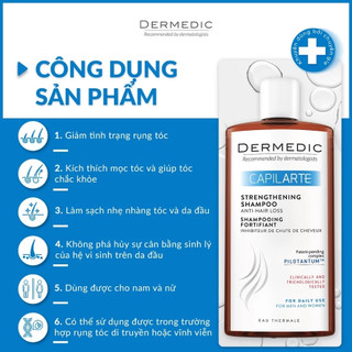 [HÀNG CÔNG TY] Dầu gội giảm rụng tóc Dermedic Capilarte Strengthening Shampoo Anti-Hair Loss 300ml