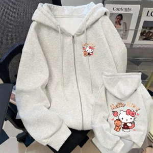 Áo khoác nỉ hoodie phong cách Hàn Quốc cho bé từ 10-60 kg hình HELLO KITTY QUẢ DÂU
