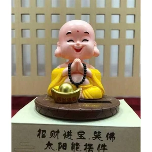 Tượng Phật Di Lặc Cười Trang Trí Taplo Sử Dụng Năng Lượng Mặt Trời Gật Đầu Thu Hút Tài Lộc