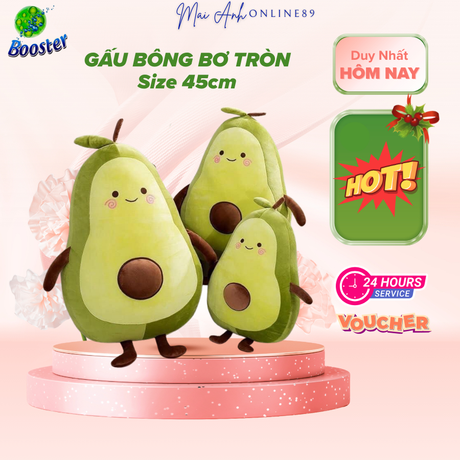 Gấu bông bơ nhí, móc khóa quả bơ dễ thương mềm mịn 20cm