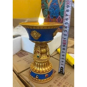 Đèn Thờ Điện, Chân Đèn Thờ Composite Cao Cấp,Chân Đèn Cúng Dường Điện Kèm Sạc, Cao 19CM Cả Ngọn