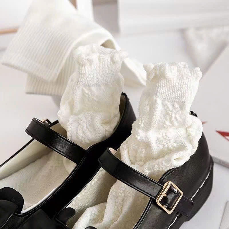 Tất Nữ Trắng Cổ Trung Phong Cách Hàn Quốc – Vớ Nữ Cotton Mềm Mịn, Thoáng Khí, Dễ Phối Đồ