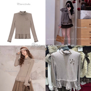 Áo Giữ Nhiệt Đuôi Cá Tay Bèo Phối Cúc Gỗ Hàn Quốc Vintage Xinh Xắn  Trenddy Trẻ Trung QCCCl1(Ảnh thật )|Dami.Studio