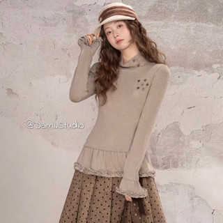 Áo Giữ Nhiệt Đuôi Cá Tay Bèo Phối Cúc Gỗ Hàn Quốc Vintage Xinh Xắn  Trenddy Trẻ Trung QCCCl1(Ảnh thật )|Dami.Studio