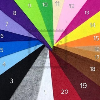 20 màu vải dạ nỉ làm sách vải, treo nôi handmade, đồ chơi mầm non... các kích cỡ 90x90cm, 45x45cm, 23x23cm
