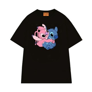 Áo Thun NGỐ TEE Hoạt Hình Lilo & Stitch Tình Yêu Giữa Stitch và Angel Vải Cotton Mềm Mịn