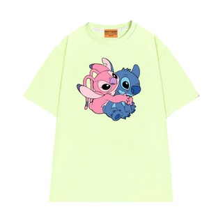 Áo Thun NGỐ TEE Hoạt Hình Lilo & Stitch Tình Yêu Giữa Stitch và Angel Vải Cotton Mềm Mịn