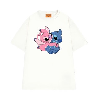 Áo Thun NGỐ TEE Hoạt Hình Lilo & Stitch Tình Yêu Giữa Stitch và Angel Vải Cotton Mềm Mịn