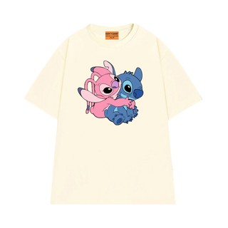 Áo Thun NGỐ TEE Hoạt Hình Lilo & Stitch Tình Yêu Giữa Stitch và Angel Vải Cotton Mềm Mịn