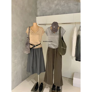 Ssu.Studio// WGWE 8861 ÁO LEN MỎNG CỘC TAY CỔ V NEW