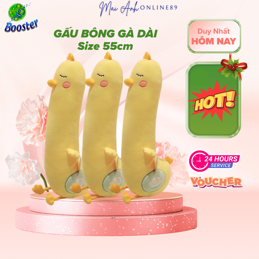 Gấu bông gà vàng, Gà dài 55cm, Chất liệu vải co giãn 4 chiều Hàn Quốc