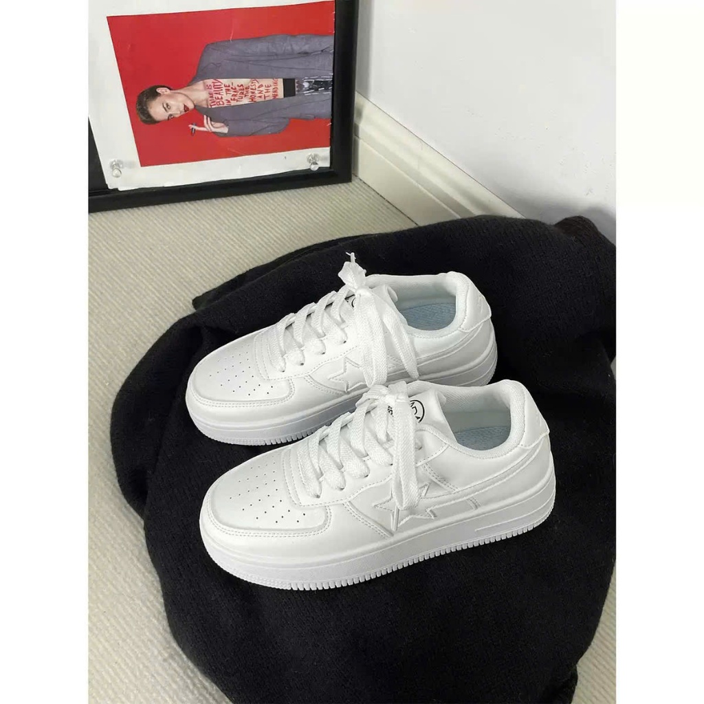 Giày Thể Thao Nữ Đế Cao 5cm Form Basic – Sneaker Trắng Hottrend 2025 – Êm – Nhẹ – Dễ Phối – Tiệm Giày Anh