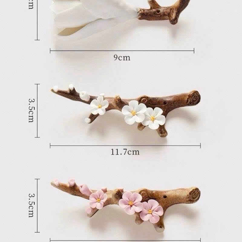 Gác bút lông bằng gốm sứ hình hoa ngọc lan và hoa đào, dùng làm gác bút, trang trí trà thất cắm hương trang trí